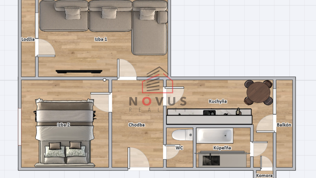 Na predaj 2 izbový byt,  Dubnica nad Váhom , 62 m2 , 2 balkóny, Centrum I