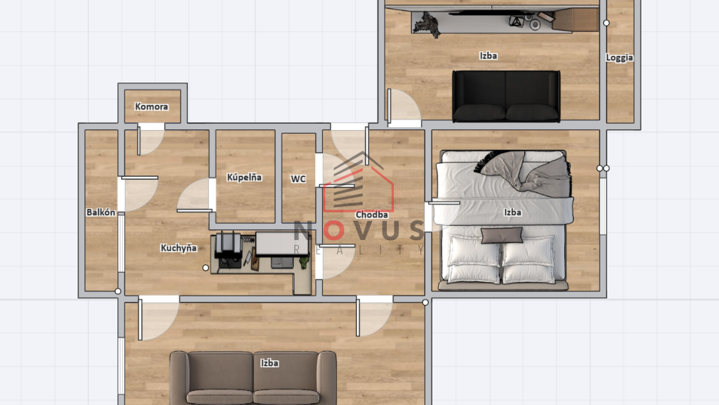 Na predaj 3 izbový byt, 80 m2, Dubnica n/V, Centrum 1,balkón,loggia